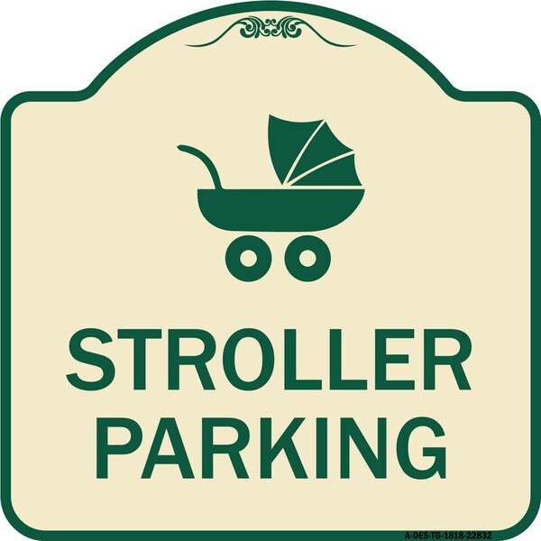 Stroller Parking With Graphic Heavy-Gauge Aluminum Architectural Sign, 18" x 18", TG-1818-22832